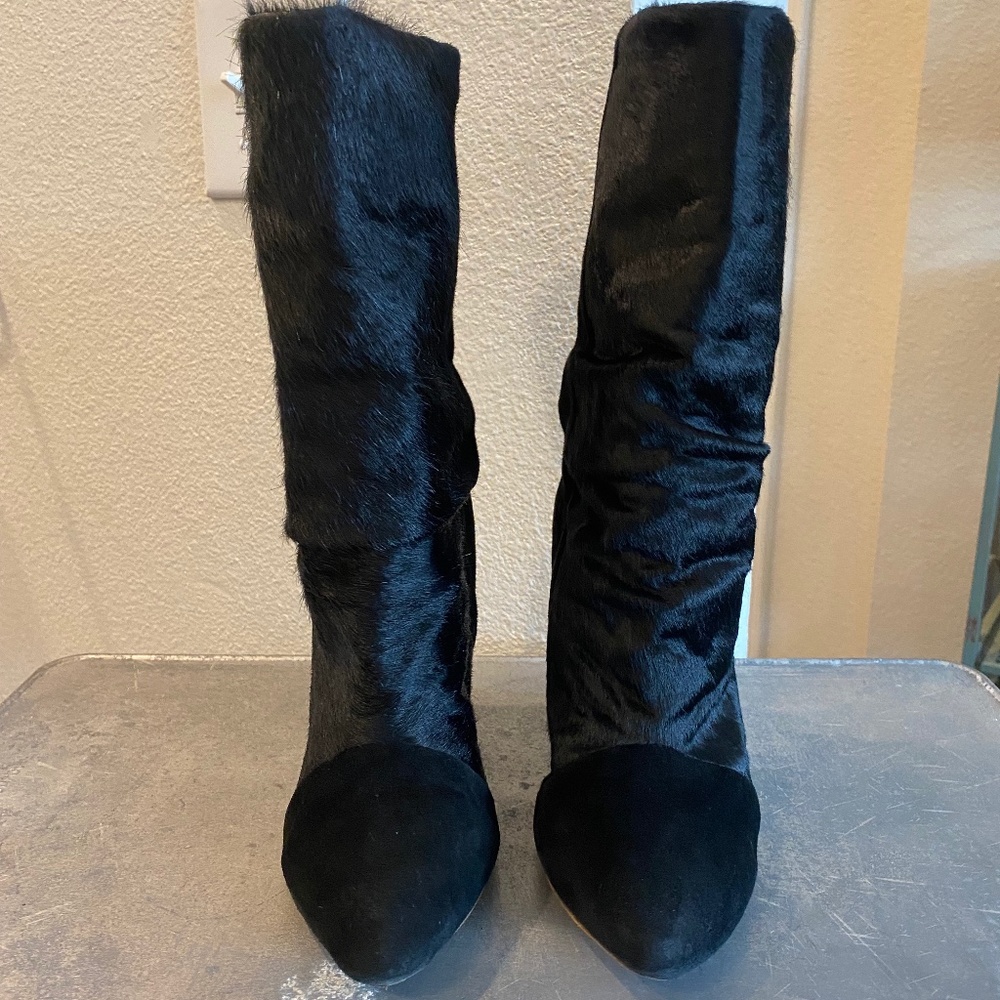 Plomo Pony Hair Wedge Boots